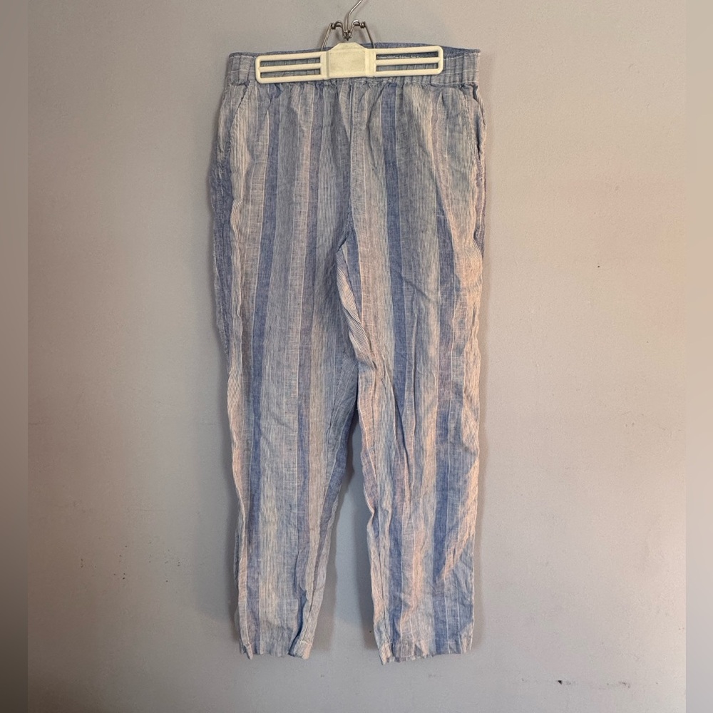 C&C California Light Blue & White Striped Linen Pants